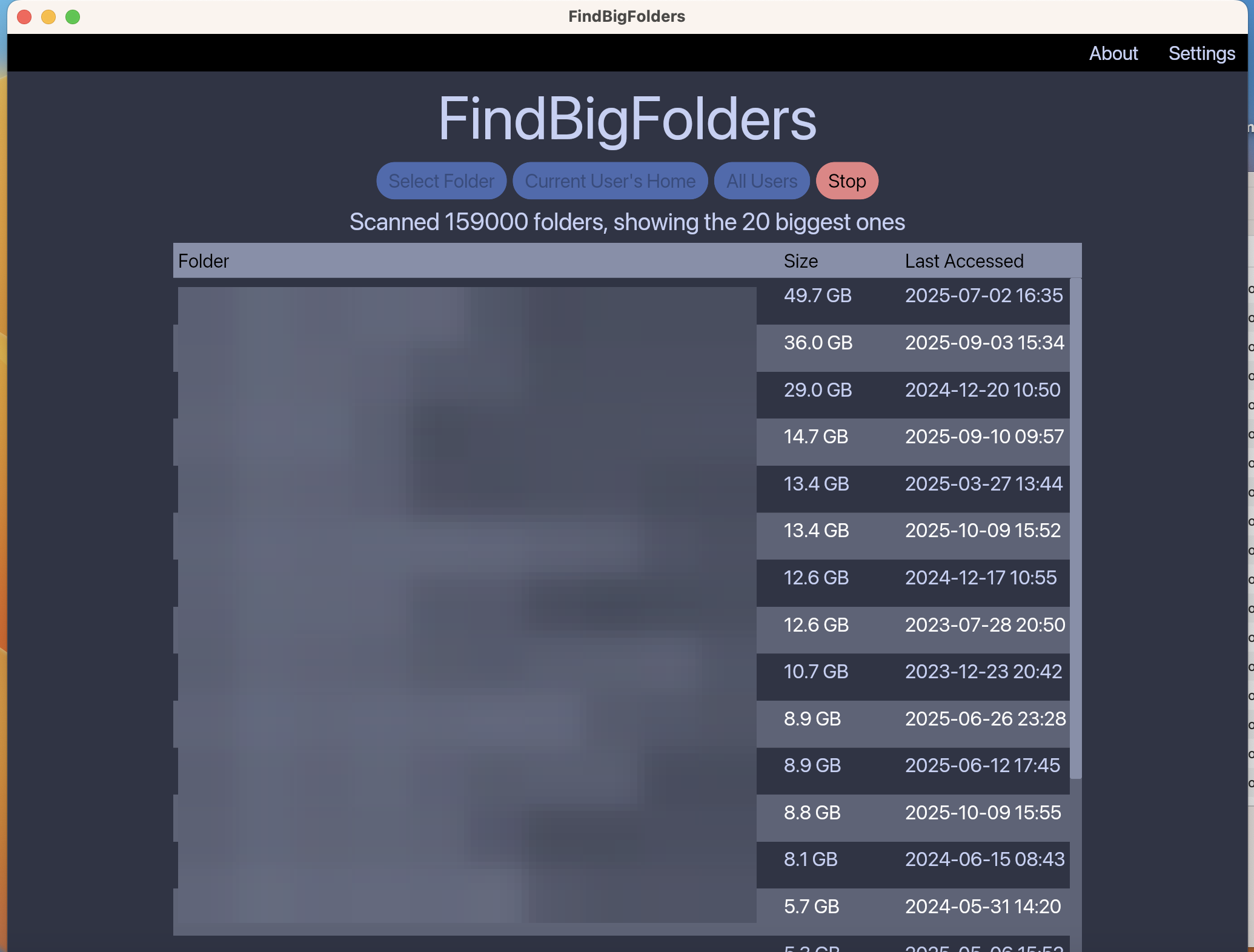 FindBigFolders Screenshot